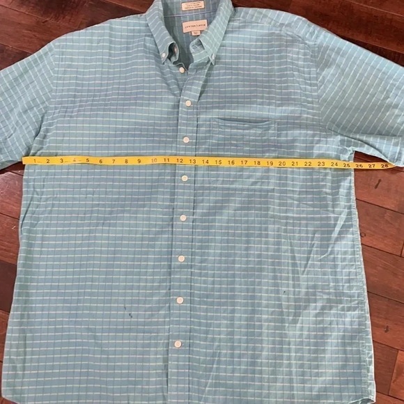 Cutter & Buck short sleeved checkered button down shirt, blue. Men’s XL Tall - Picture 4 of 13
